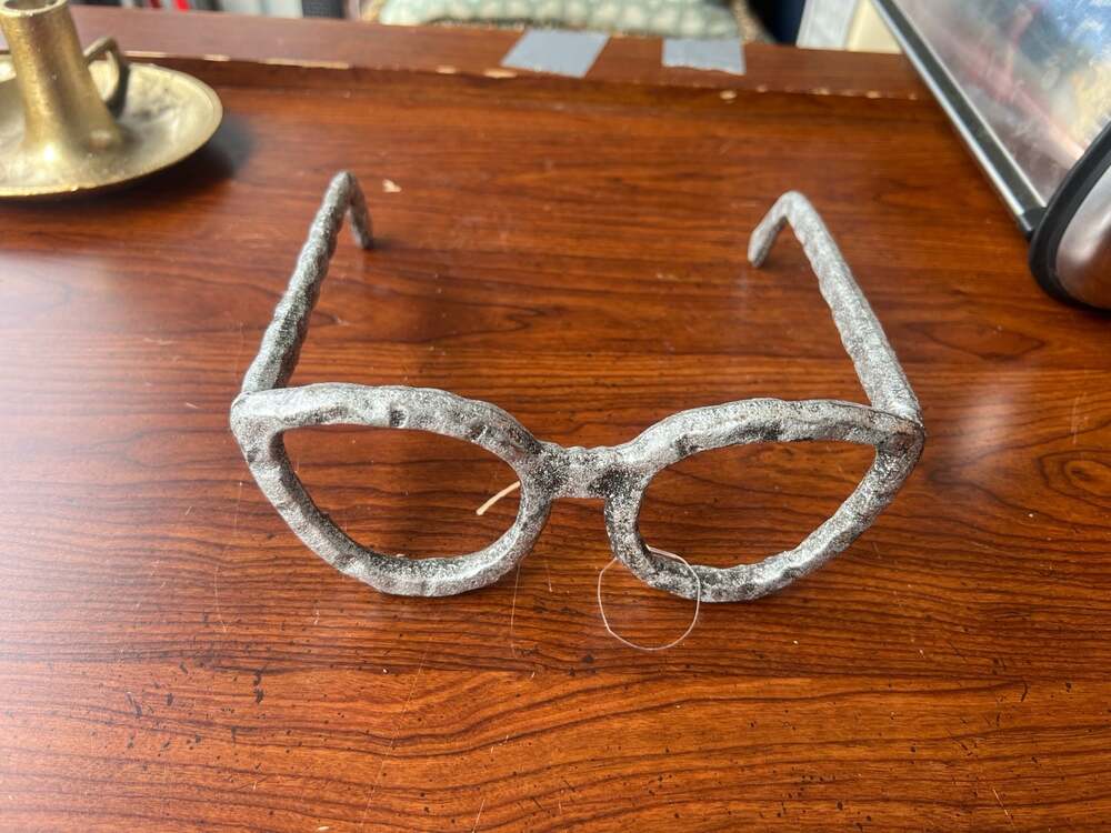 Sagebrook Home Silver Cat Eye Glasses Metal Sculpture Decor